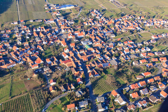 Weinstr in Oberotterbach im Bundesland Rheinland-Pfalz, Deutschland von oben