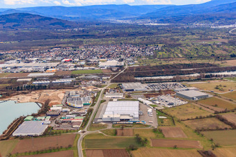Industriegebiet Muggenst. Landstr am Schertle-See aus Westen mit Betz Logistik in Bietigheim im Bundesland Baden-Württemberg, Deutschland