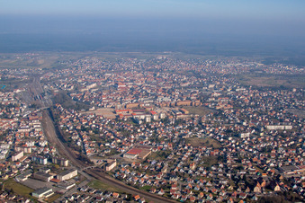 Luftaufnahme von Haguenau im Bundesland Bas-Rhin, Frankreich