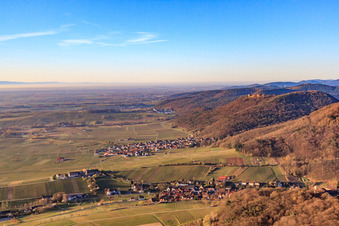 Luftbild von Blick am Haardtrand nach S bis zur Madenburg in Leinsweiler im Bundesland Rheinland-Pfalz, Deutschland