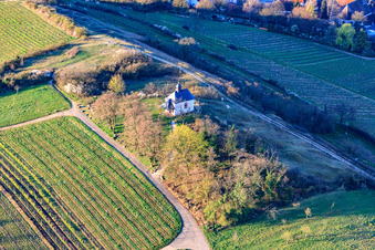 Luftbild von Kleine Kalmit und Kappelle im Winter aus Norden im Ortsteil Arzheim in Landau in der Pfalz im Bundesland Rheinland-Pfalz, Deutschland