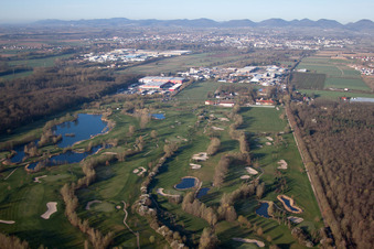 Gelände des Golfplatz Golfanlage Landgut Dreihof in Essingen im Bundesland Rheinland-Pfalz, Deutschland aus der Vogelperspektive