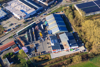 Schrägluftbild von Gewerbegebiet Horst mit ACOTEL Computer-Vertriebs-GmbH im Ortsteil Minderslachen in Kandel im Bundesland Rheinland-Pfalz, Deutschland