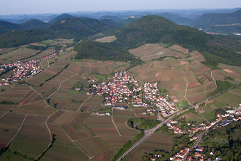 Dorf - Ansicht von Birkweiler im Bundesland Rheinland-Pfalz, Deutschland aus der Vogelperspektive