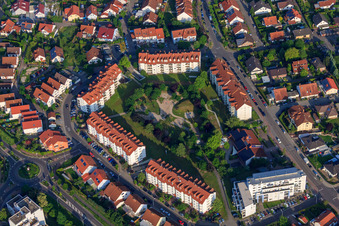 Schrägluftbild von Geschwister-Scholl-Straße in Germersheim im Bundesland Rheinland-Pfalz, Deutschland