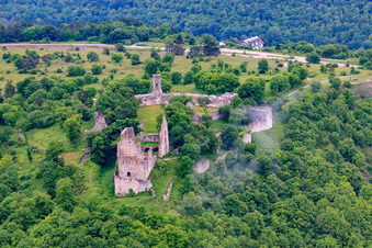 Luftbild von Burgruine Homburg bei Gössenheim im Bundesland Bayern, Deutschland