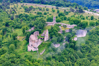 Luftaufnahme von Burgruine Homburg bei Gössenheim im Bundesland Bayern, Deutschland