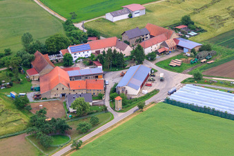 Luftaufnahme von Hof Gut Rupperzaint naturgemäße Landwirtschaft GmbH & Co. KG im Ortsteil Gänheim in Arnstein im Bundesland Bayern, Deutschland
