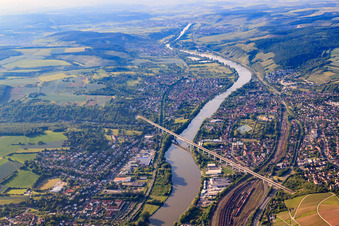Maintalbrücke Veitshöchheim für die Eisenbahn in Margetshöchheim im Bundesland Bayern, Deutschland