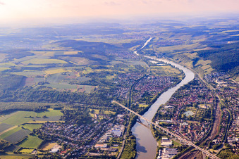 Luftbild von Maintalbrücke Veitshöchheim für die Eisenbahn in Margetshöchheim im Bundesland Bayern, Deutschland