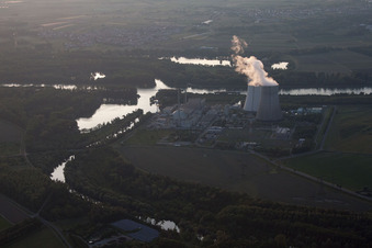 Drohnenbild von Philippsburg im Bundesland Baden-Württemberg, Deutschland