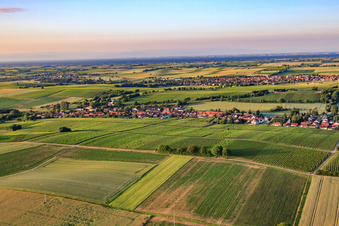 Dorfansicht am Morgen aus Norden in Niederhorbach im Bundesland Rheinland-Pfalz, Deutschland