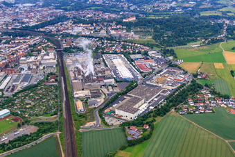Industriegebiet Hermann-Muth-Straße von Norden mit ZUFALL logistics group - Niederlassung Fulda, Papierfabrik Adolf Jass GmbH & Co KG und tegut... gute Lebensmittel GmbH & Co. KG im Bundesland Hessen, Deutschland