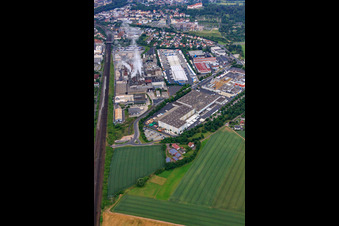 Luftaufnahme von Industriegebiet Hermann-Muth-Straße von Norden mit ZUFALL logistics group - Niederlassung Fulda, Papierfabrik Adolf Jass GmbH & Co KG und tegut... gute Lebensmittel GmbH & Co. KG im Bundesland Hessen, Deutschland