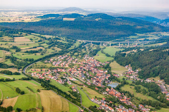 Sinntalbrücke der Autobahn BAB A7 in Riedenberg im Bundesland Bayern, Deutschland