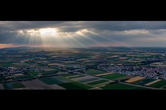 Panorama vom Ortsbereich und der Umgebung in Beindersheim im Bundesland Rheinland-Pfalz, Deutschland