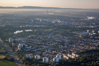 Drohnenaufname von Ortsteil Gartenstadt in Ludwigshafen am Rhein im Bundesland Rheinland-Pfalz, Deutschland