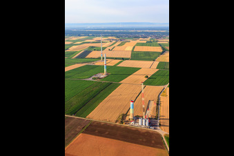 Windparkbaustellen in Offenbach an der Queich im Bundesland Rheinland-Pfalz, Deutschland aus der Drohnenperspektive