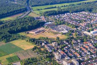 Baustelle EDEKA Neubau in der Lauterburger Straße in Kandel im Bundesland Rheinland-Pfalz, Deutschland von oben