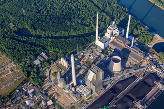 EnBW Energie Baden-Württemberg AG, Rheinhafen-Dampfkraftwerk Karlsruhe vonvon N im Ortsteil Daxlanden, Deutschland vom Flugzeug aus