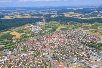 Stadtübersicht aus Osten in Rutesheim im Bundesland Baden-Württemberg, Deutschland