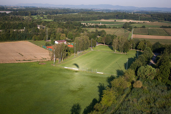 Luftaufnahme von Sportplatz in Erlenbach bei Kandel im Bundesland Rheinland-Pfalz, Deutschland