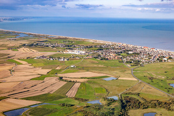 Cayeux-sur-Mer im Bundesland Somme, Frankreich aus der Vogelperspektive