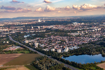 Luftbild von Hinterm Holschen Weiher im Ortsteil Gartenstadt in Ludwigshafen am Rhein im Bundesland Rheinland-Pfalz, Deutschland