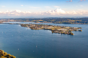 Luftbild von Ortsteil Niederzell in Reichenau im Bundesland Baden-Württemberg, Deutschland