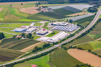 Gewerbegebiet und Firmenansiedlung mit MEGA Stockach Das Fach-Zentrum für die Metzgerei und Gastronomie GmbH in Stockach im Ortsteil Airach im Bundesland Baden-Württemberg, Deutschland
