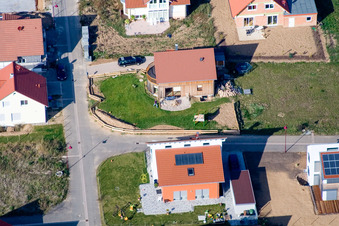 Buchenweg, Neubaugebiet in den Brotäckern in Steinweiler im Bundesland Rheinland-Pfalz, Deutschland von oben