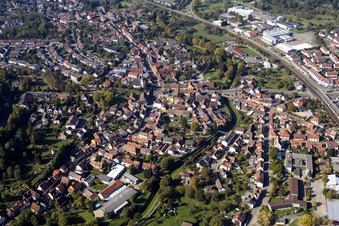 Pfinztal-Berghausen von Osten im Bundesland Baden-Württemberg, Deutschland