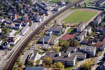 Luftbild von TSV Berghausen Stadion in Pfinztal im Bundesland Baden-Württemberg, Deutschland