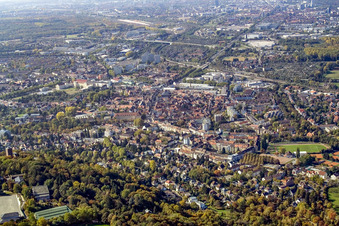 Stadt von Osten im Ortsteil Durlach in Karlsruhe im Bundesland Baden-Württemberg, Deutschland