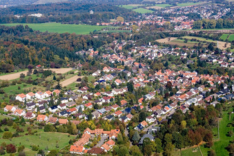 Luftbild von Dorf - Ansicht im Ortsteil Grünwettersbach in Karlsruhe im Bundesland Baden-Württemberg, Deutschland