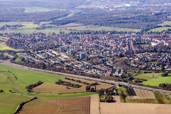 Luftbild von Rüppurr von Osten in Karlsruhe im Bundesland Baden-Württemberg, Deutschland