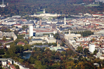 Karlsruhe von Süden (Zoo) im Ortsteil Südweststadt im Bundesland Baden-Württemberg, Deutschland