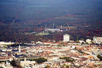 Karlsruhe von Süden im Ortsteil Innenstadt-Ost im Bundesland Baden-Württemberg, Deutschland