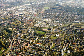 Karlsruhe Daxlanden von Westen im Bundesland Baden-Württemberg, Deutschland