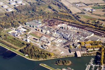 Luftbild von Stora Enso von Westen im Ortsteil Knielingen in Karlsruhe im Bundesland Baden-Württemberg, Deutschland