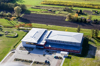 Drohnenbild von Bienwaldhalle Kandel im Bundesland Rheinland-Pfalz, Deutschland