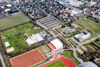 Queichtalbad - und -Stadiion in Offenbach an der Queich im Bundesland Rheinland-Pfalz, Deutschland