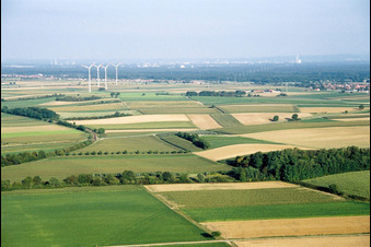 Windräder des Minfeldder Windparks im Bundesland Rheinland-Pfalz, Deutschland