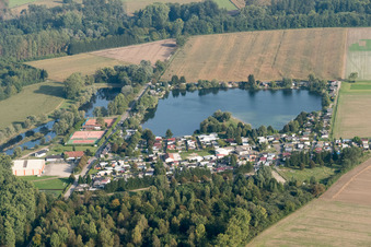 Luftbild von Beinheim, Camping im Bundesland Bas-Rhin, Frankreich