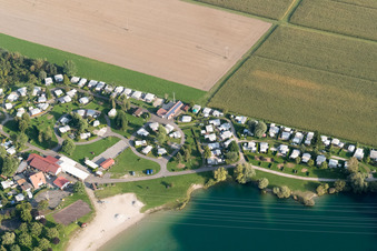 Luftbild von Roeschwoog, Camping in Rœschwoog im Bundesland Bas-Rhin, Frankreich