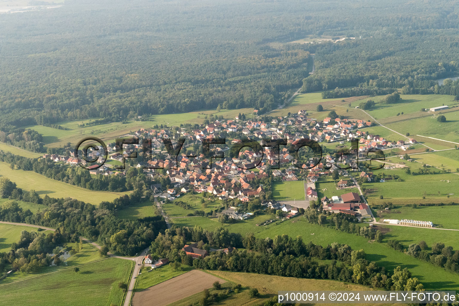 Forstfeld im Bundesland Bas-Rhin, Frankreich von oben gesehen