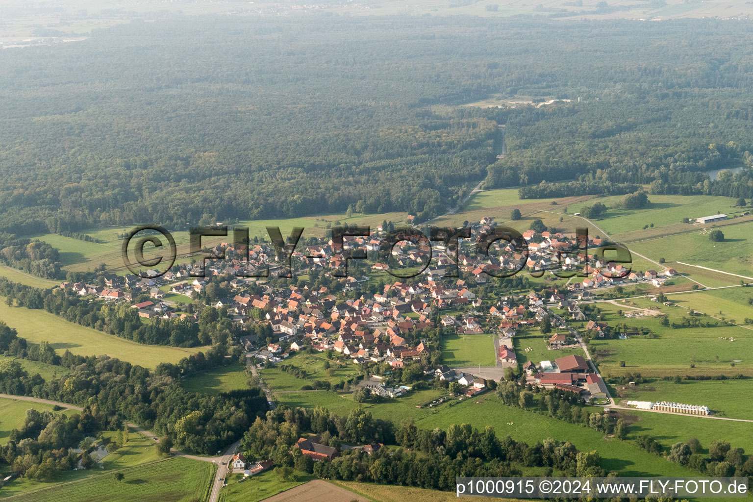 Forstfeld im Bundesland Bas-Rhin, Frankreich vom Flugzeug aus