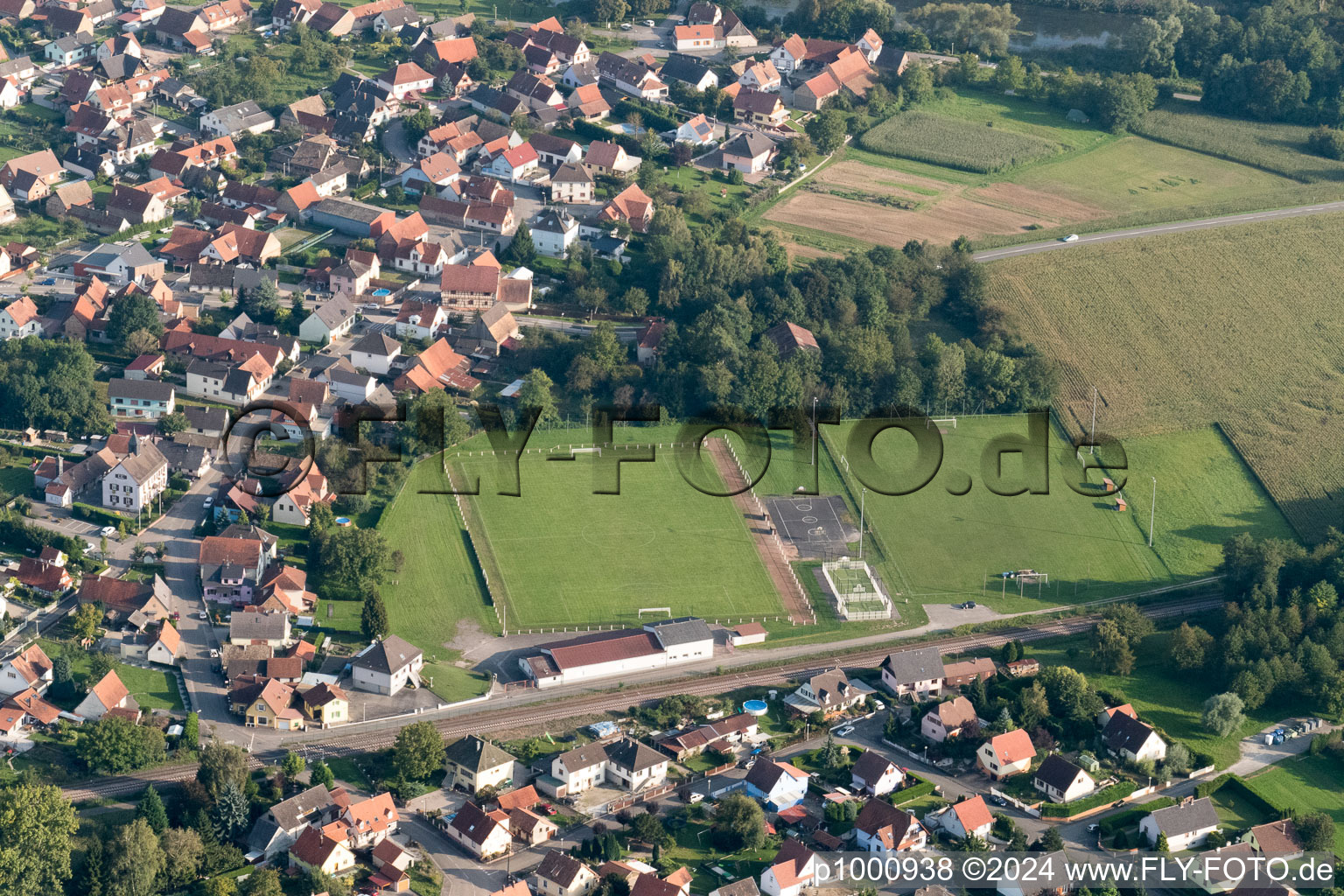 Rountzenheim im Bundesland Bas-Rhin, Frankreich von oben gesehen