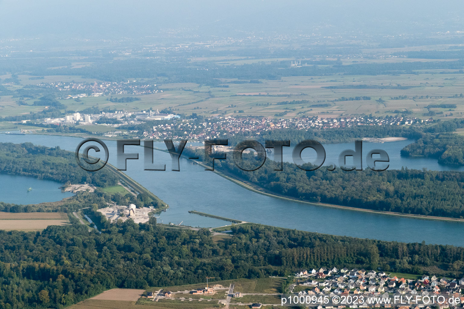 Luftbild von Drusenheim im Bundesland Bas-Rhin, Frankreich