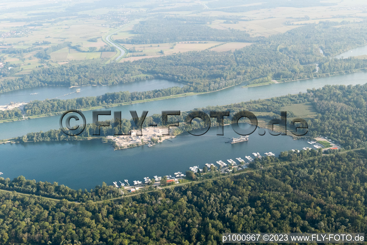 Luftbild von Offendorf, Yachtclub im Bundesland Bas-Rhin, Frankreich